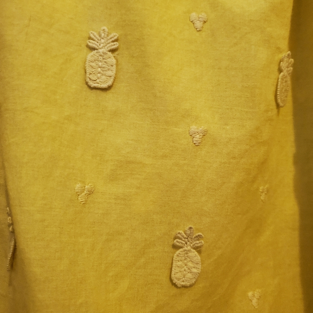 Maeve Yellow Pineapple Embroidered Button Up Shirt Cotton Office Plus Size Sz 22 - Picture 4 of 12